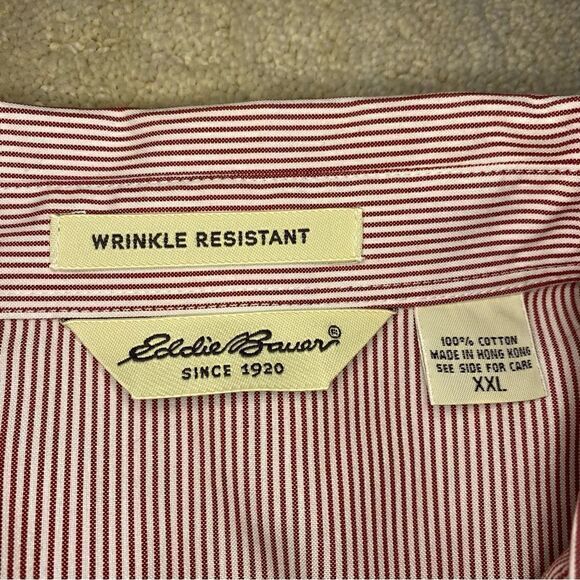 Eddie Bauer Wrinkle Resistant Red & White Stripes Shirt - Picture 8 of 10